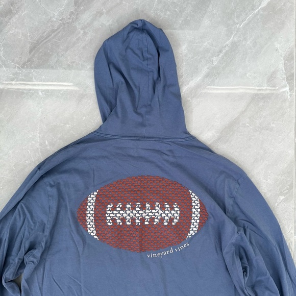 Men’s Vineyard Vines Football Whales Pullover Hooded Long Sleeve Shirt Large - Picture 11 of 16